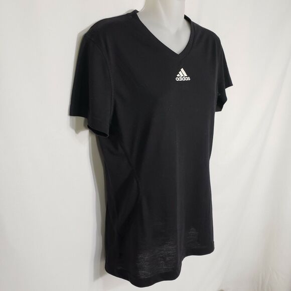 Adidas Clima Lite Women's T-Shirt Size Medium Black Short Sleeve Logo Fitted - Picture 5 of 9